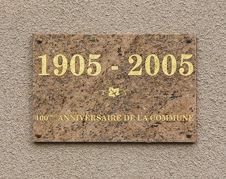 Commemorative plaque 100th anniversary of the municipality of Cheissoux